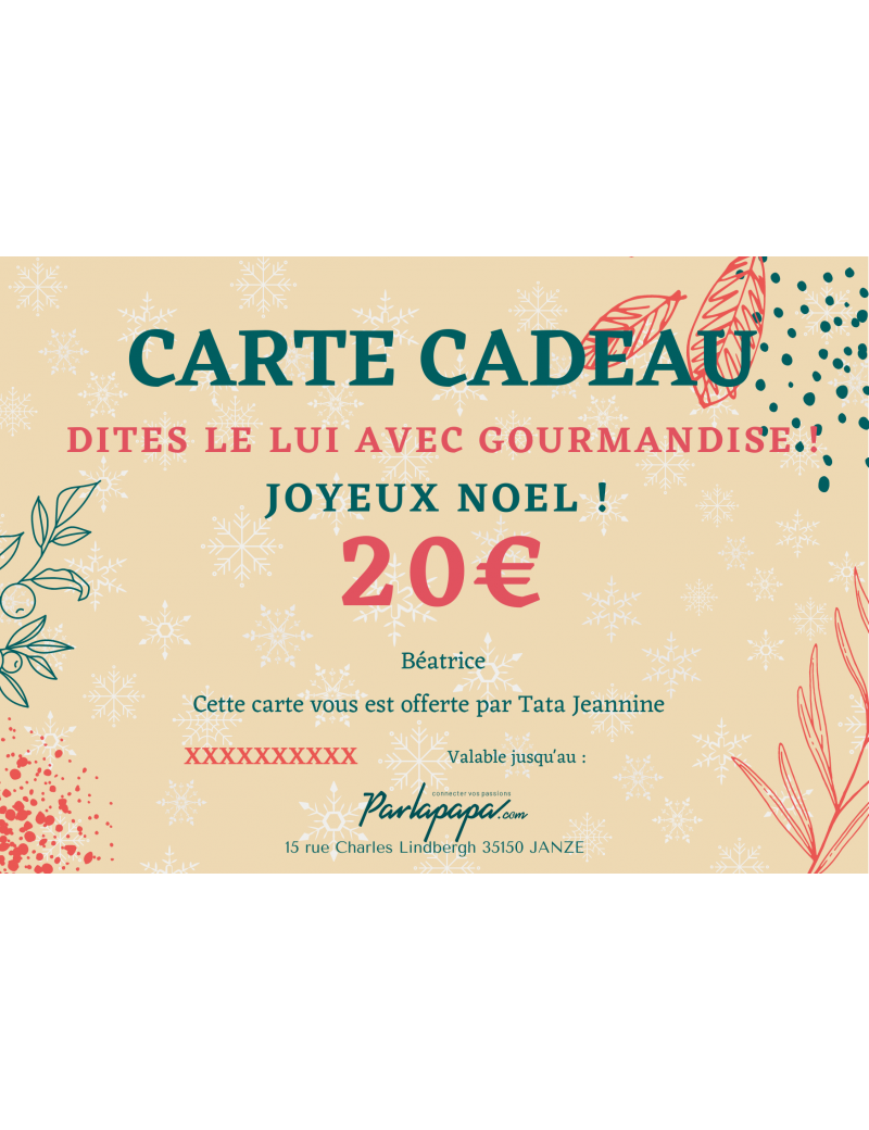 E-Carte Cadeau 20€ Spécial Noël