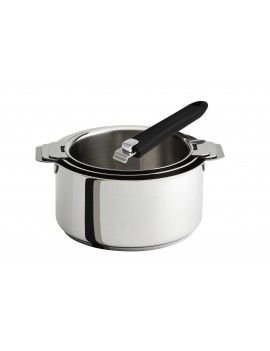 Lot 3 casseroles Mutine tout inox amovibles 16 à 20 cm + 1 poignée Mutine