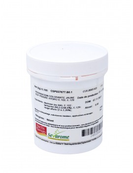 Colorant alimentaire jaune d'oeuf E102 E129 poudre hydrosoluble professionnel 5103 SEVAROME