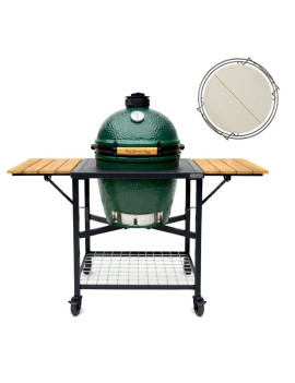Pack LARGE  sur table modulaire avec 2 rallonges - EGG Large + ConvEGGtor  + Table modulaire +  2 rallonges bois BIG GREEN EGG