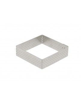 Cercle à tarte carré perforé H 2 cm Valrhona à bord droit inox