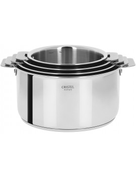 Lot 4 casseroles Casteline tout inox amovibles 14 à 20 cm