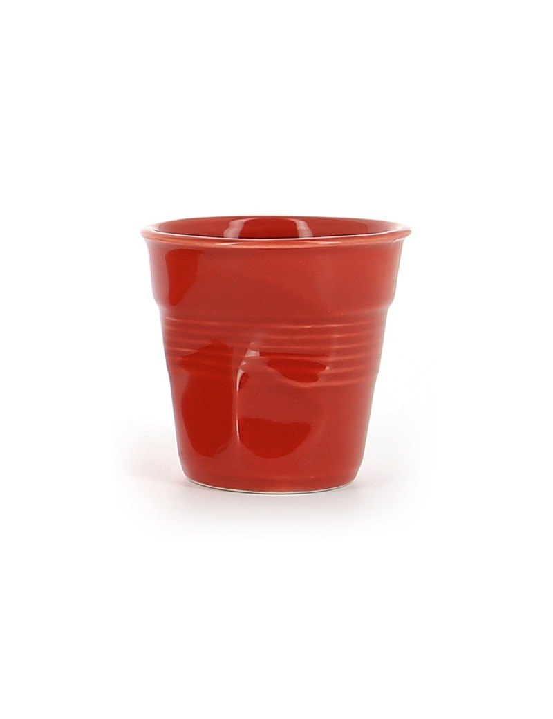 Tasse cappuccino Froissé en porcelaine rouge piment