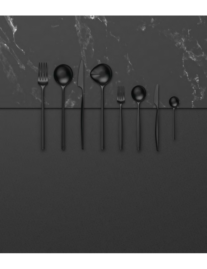 Set pour 60 tables Atlántida Black Inox 18/10 - Couteau - Fourchette -  Cuillère - Cuillère à café - Art de la table - Parlapapa