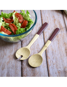 Couverts à salade en bamboo 27 cm PEBBLY
