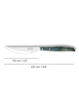 Couteau à steak bois de peuplier bleuté cranté 110 mm ARCOS
