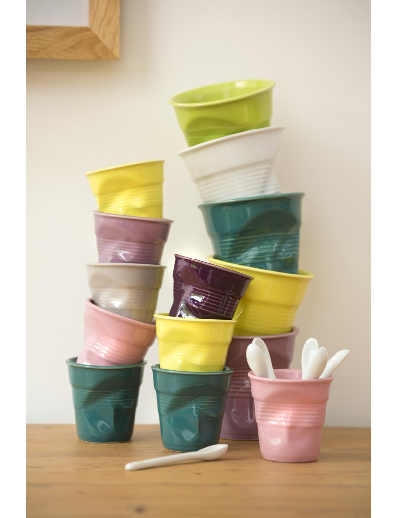 Lot De 5 Tasses à Café Espresso Revol - Porcelaine Froissée - Occasion