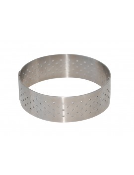 Cercle à tarte perforé à bord droit en inox Rond