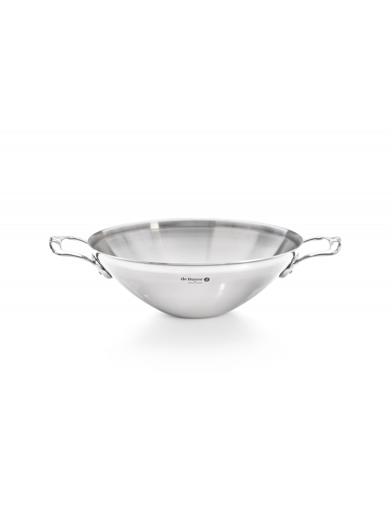 Wok en inox multicouches AFFINITY avec 2 anses en fonte d'inox de Buyer