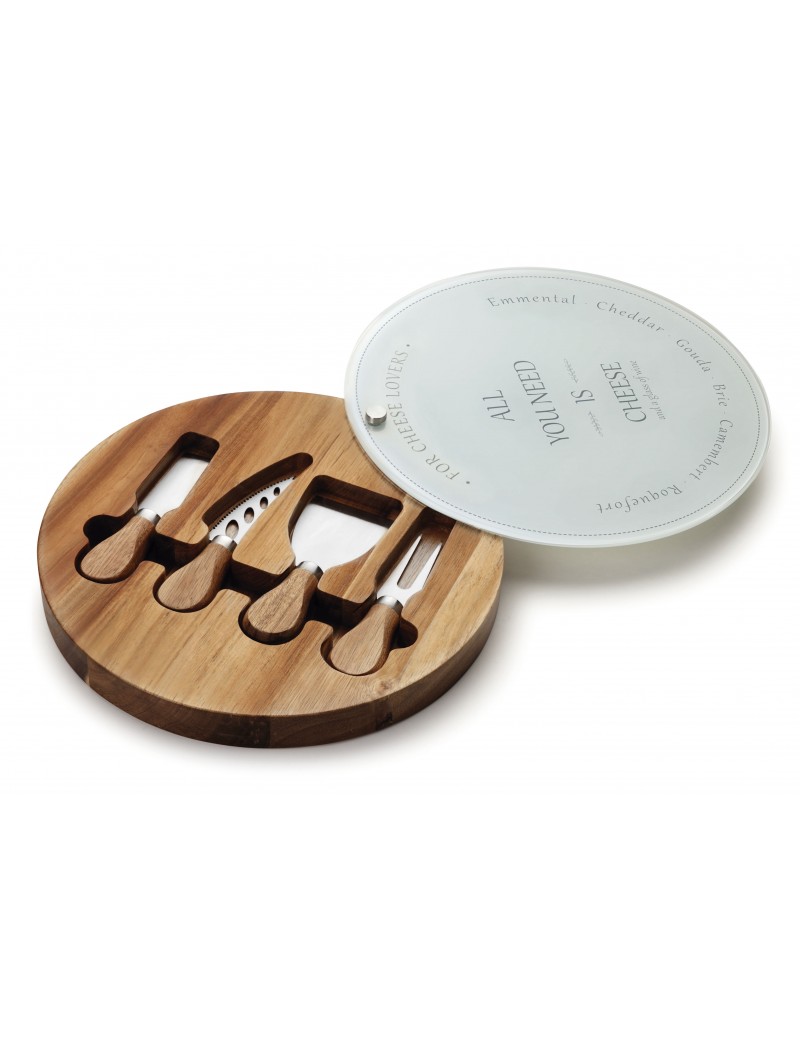 Jeu de couteaux pour le fromage avec plateau en verre LACOR Jeu de couteaux pour le fromage avec plateau en verre LACOR