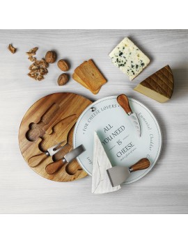 Jeu de couteaux pour le fromage avec plateau en verre LACOR