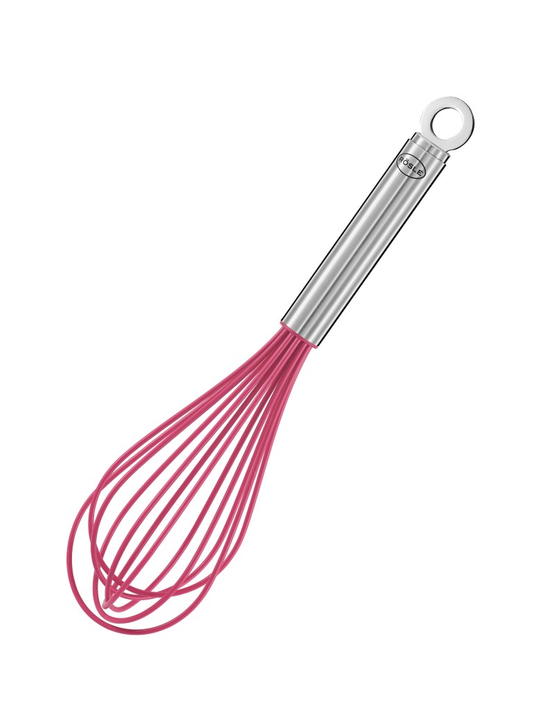 Fouet classique silicone et acier inoxydable 18/10 - Couleur Rose -  Longueur 27 cm - Cuisine - Parlapapa