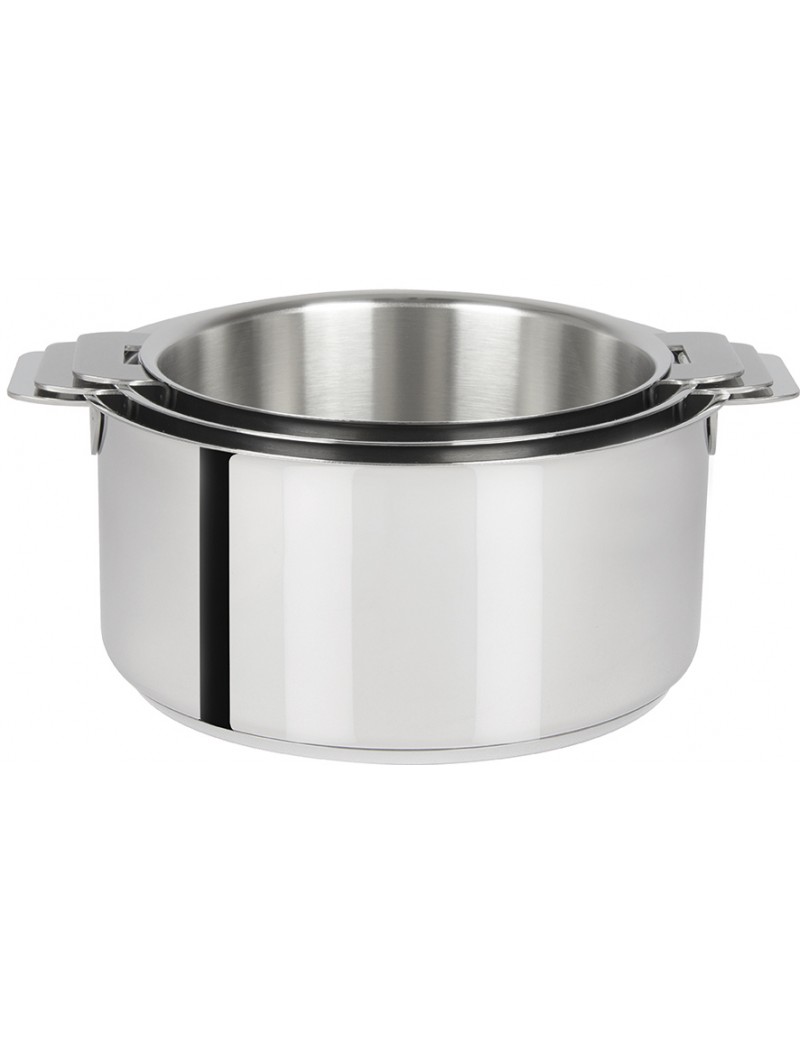 Lot 3 casseroles Casteline tout inox amovibles 16 à 20 cm + 1