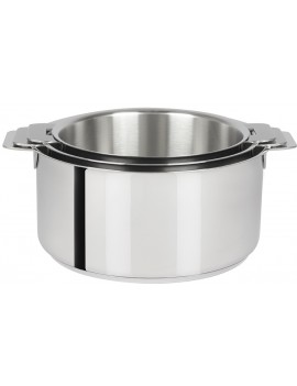 Lot 3 casseroles Mutine tout inox amovibles 16 à 20 cm CRISTEL