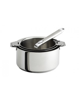 Lot 3 casseroles Mutine tout inox amovibles 16 à 20 cm + 1 poignées Zenith CRISTEL