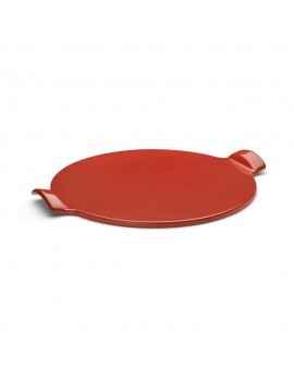 Coffret Pizza Stone lisse Rouge Coquelicot 37 cm en céramique EMILE HENRY