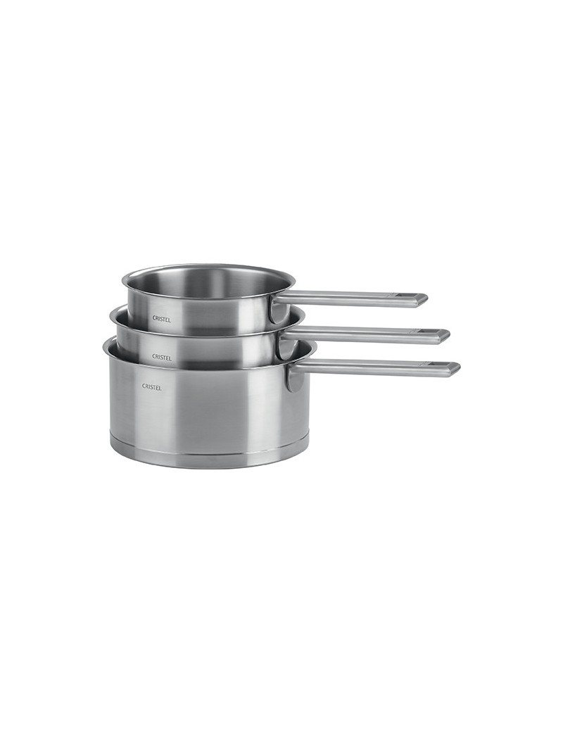 Lot 3 casseroles Strate Fixe tout inox 16 à 20 cm CRISTEL Lot 3 casseroles Strate Fixe tout inox 16 à 20 cm CRISTEL