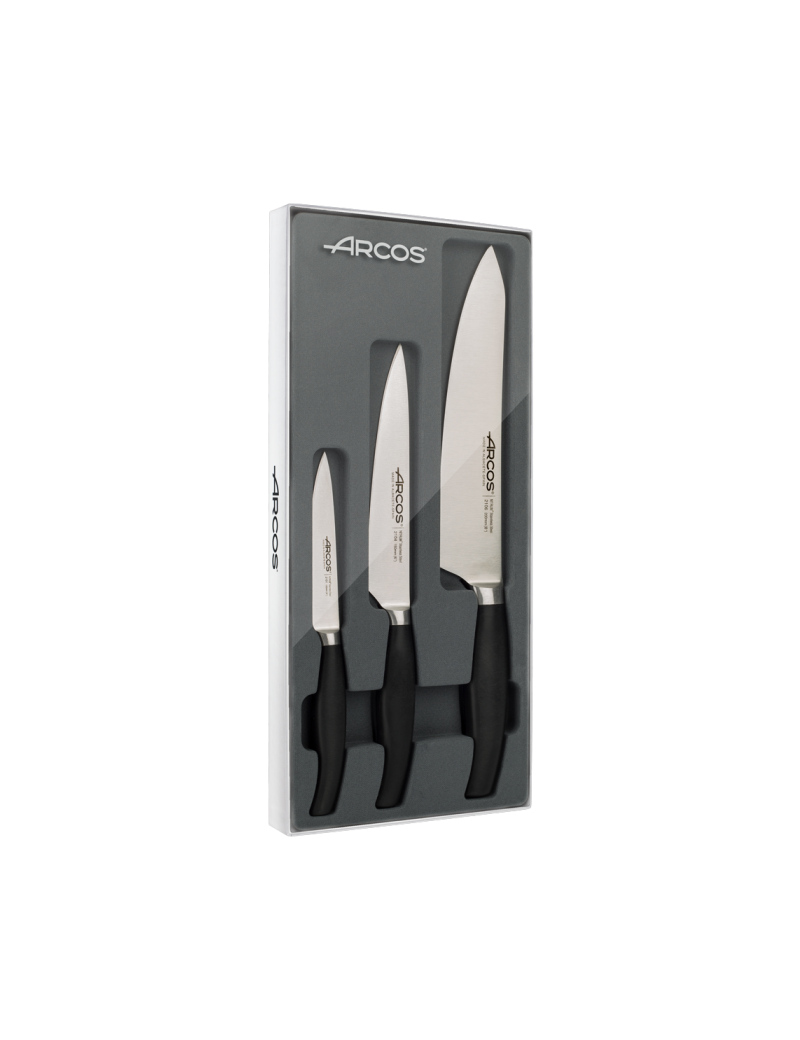 Coffret 3 couteaux Clara : Office 10 cm - Cuisine 15 cm - Cuisine 20 cm + ciseaux offerts ARCOS