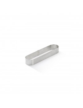 Cercle à tarte perforé Valrhona à bord droit inox H 2 cm - Oblong DE BUYER INDUSTRIES
