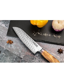 Couteau Wusaki Damas Olive 10CR Santoku 18cm WUSAKI