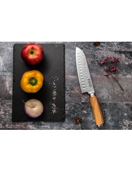Couteau Wusaki Damas Olive 10CR Santoku 18cm WUSAKI