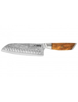 Couteau Fukito Olive Damas 14Cr 73 couches Santoku 18cm FUKITO