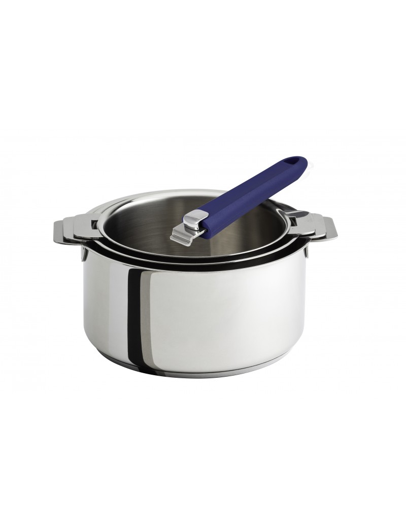 Lot 3 casseroles Mutine tout inox amovibles 16 à 20 cm + 1 poignée CRISTEL