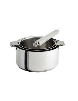 Lot 3 casseroles Mutine tout inox amovibles 16 à 20 cm + 1 poignée CRISTEL