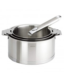 Lot 3 casseroles Strate tout inox amovibles 16 à 20 cm + 1 poignées Zenith CRISTEL