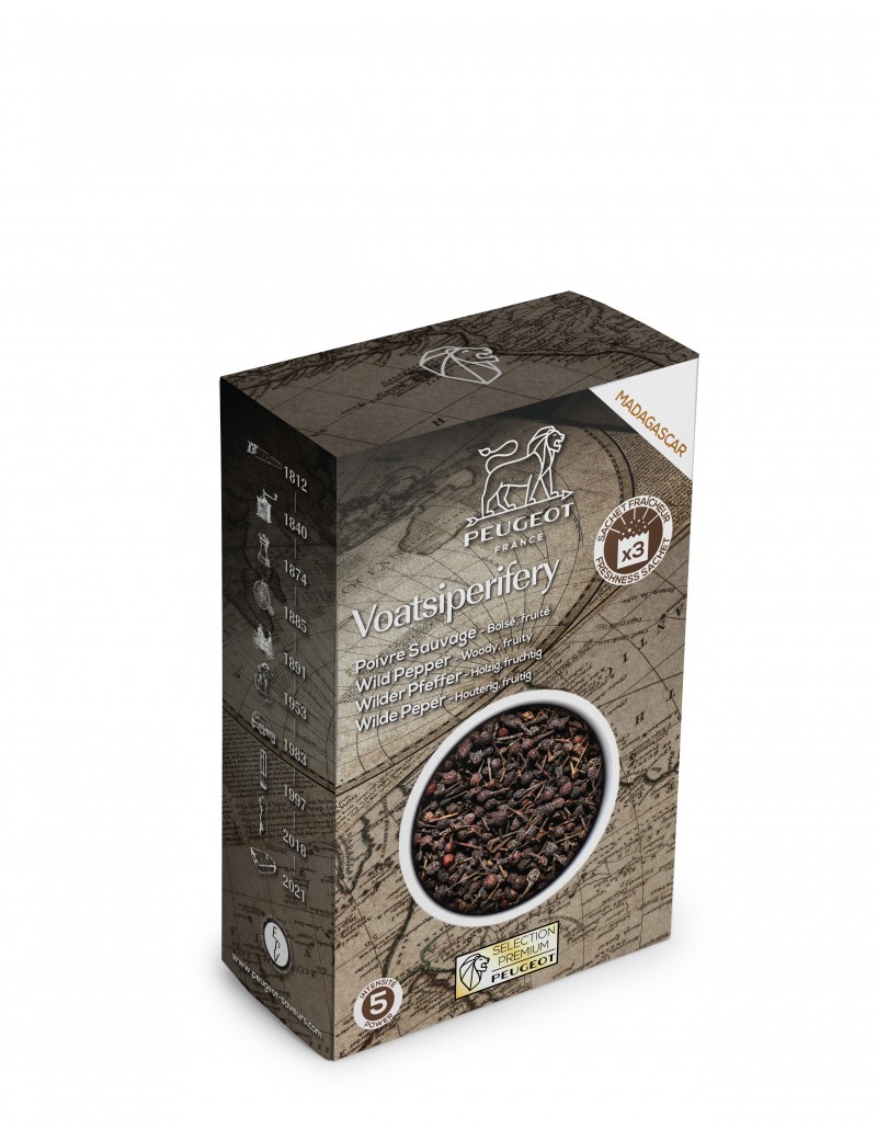 Poivre noir Voatsiperifery de Madagascar - 60 g - 3 sachets PEUGEOT SAVEURS