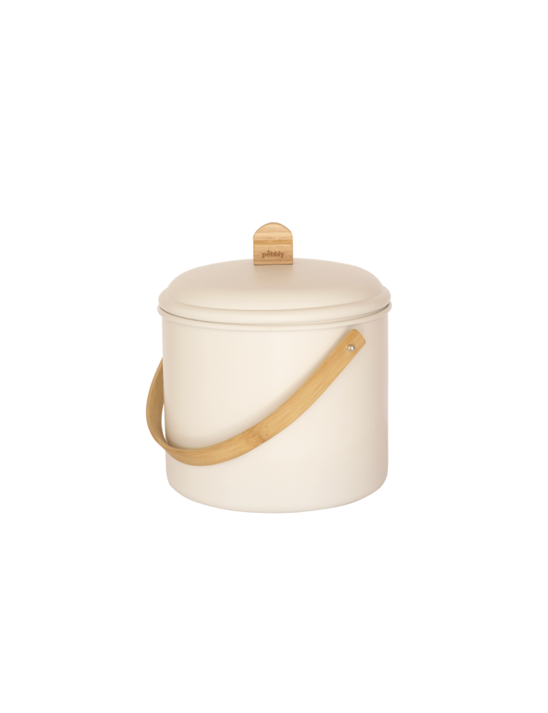Seau à compost d'intérieur 7L en métal et bambou avec filtre charbon PEBBLY