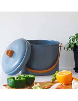 Seau à compost d'intérieur 7L en métal et bambou avec filtre charbon PEBBLY