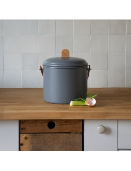 Seau à compost d'intérieur 7L en métal et bambou avec filtre charbon PEBBLY