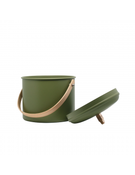 Seau à compost d'intérieur 7L en métal et bambou avec filtre charbon PEBBLY