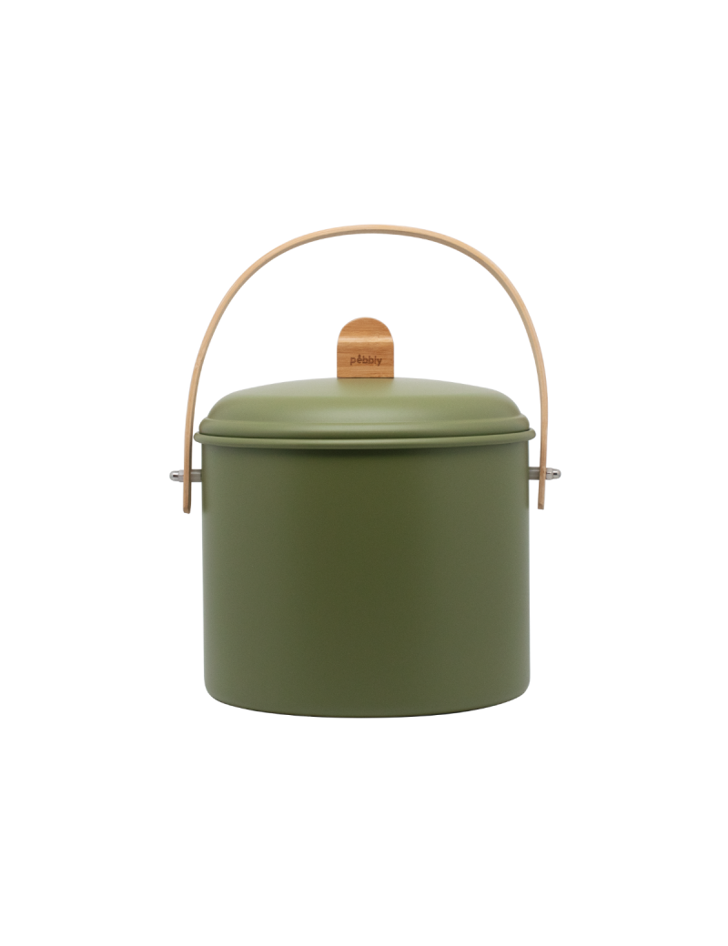 Seau à compost d'intérieur 7L en métal et bambou avec filtre charbon PEBBLY