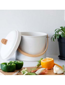 Seau à compost d'intérieur 7L en métal et bambou avec filtre charbon PEBBLY
