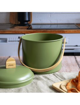 Seau à compost d'intérieur 3,5L en métal et bambou avec filtre charbon PEBBLY