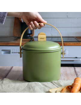 Seau à compost d'intérieur 3,5L en métal et bambou avec filtre charbon PEBBLY