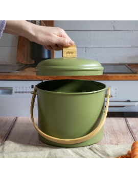 Seau à compost d'intérieur 3,5L en métal et bambou avec filtre charbon PEBBLY