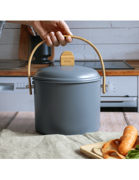 Seau à compost d'intérieur 3,5L en métal et bambou avec filtre charbon PEBBLY