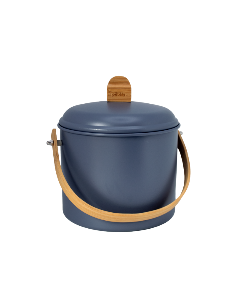 Seau à compost d'intérieur 3,5L en métal et bambou avec filtre charbon PEBBLY