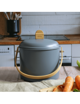 Seau à compost d'intérieur 3,5L en métal et bambou avec filtre charbon PEBBLY