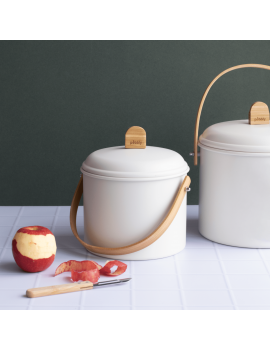 Seau à compost d'intérieur 3,5L en métal et bambou avec filtre charbon PEBBLY