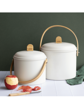 Seau à compost d'intérieur 3,5L en métal et bambou avec filtre charbon PEBBLY