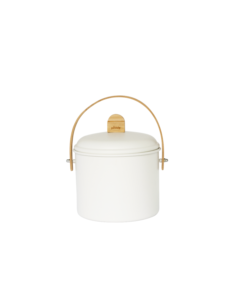 Seau à compost d'intérieur 3,5L en métal et bambou avec filtre charbon PEBBLY