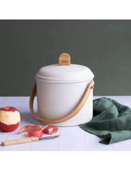 Seau à compost d'intérieur 3,5L en métal et bambou avec filtre charbon PEBBLY