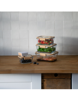 Set de 4 boites rectangulaires & pompe vide d'air PEBBLY