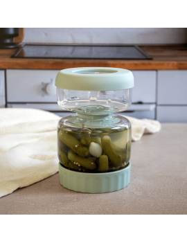 Bocal à cornichons en verre 750 ml avec séparateur en silicone PEBBLY