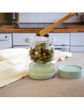 Bocal à cornichons en verre 750 ml avec séparateur en silicone PEBBLY