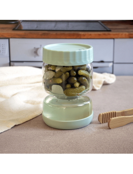 Bocal à cornichons en verre 750 ml avec séparateur en silicone PEBBLY